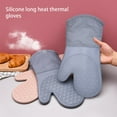 thumbnail image 2 of Silicone Insulation Gloves Oven Mitts Kitchen Anti-Scalding Washable Durable Microwave High Temperature Resistant Pink, 2 of 9