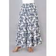 thumbnail image 2 of Women Navy Blue Cotton Maxi Skirt, Boho Flowy White Paisley Motif Hand Block Print with Elastic Waist, XS, 2 of 6