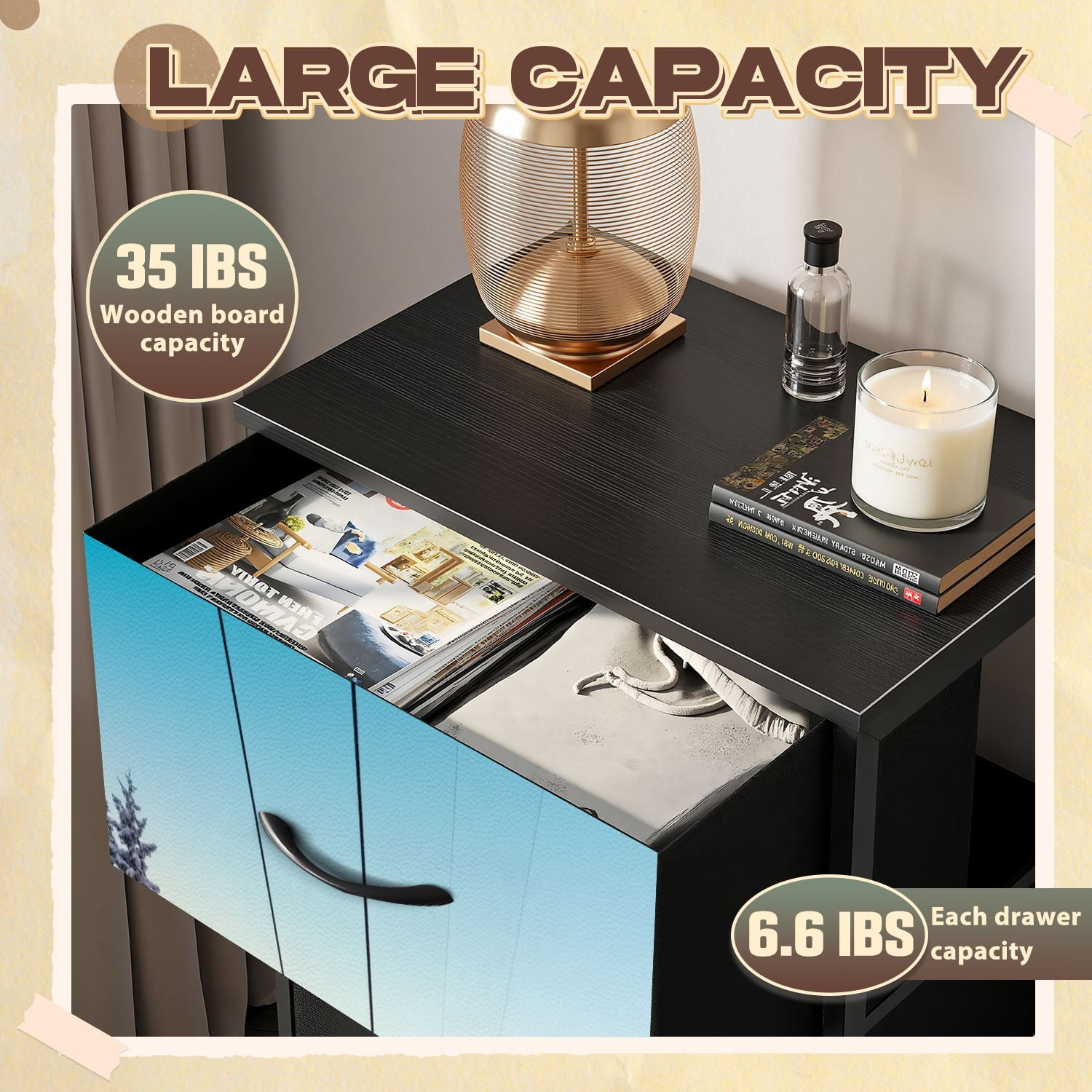Dresser for Bedroom with 4 Storage Drawers Winter mountains panorama ski slopes ski lifts Dressers Chest of Drawers Steel Framed Fabric Closet Organizers for Dorm Entryway