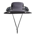 thumbnail image 2 of Yardvibe Wide Brim Solar Fan Hat for Men Women, 19.2"-22.4" Men's Solar Powered Hat with 2 Fans, Outdoor Fishing Beach Sun Hat, Waterproof Removable Hat for Him Her (Dark Gray), 2 of 5