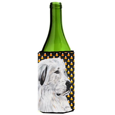 

Great Pyrenees Candy Corn Halloween Wine bottle sleeve Hugger 24 Oz.