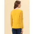 thumbnail image 4 of INSPIRE CHIC Women's Work Chiffon Keyhole Neck Elegant Top Yellow S, 4 of 5