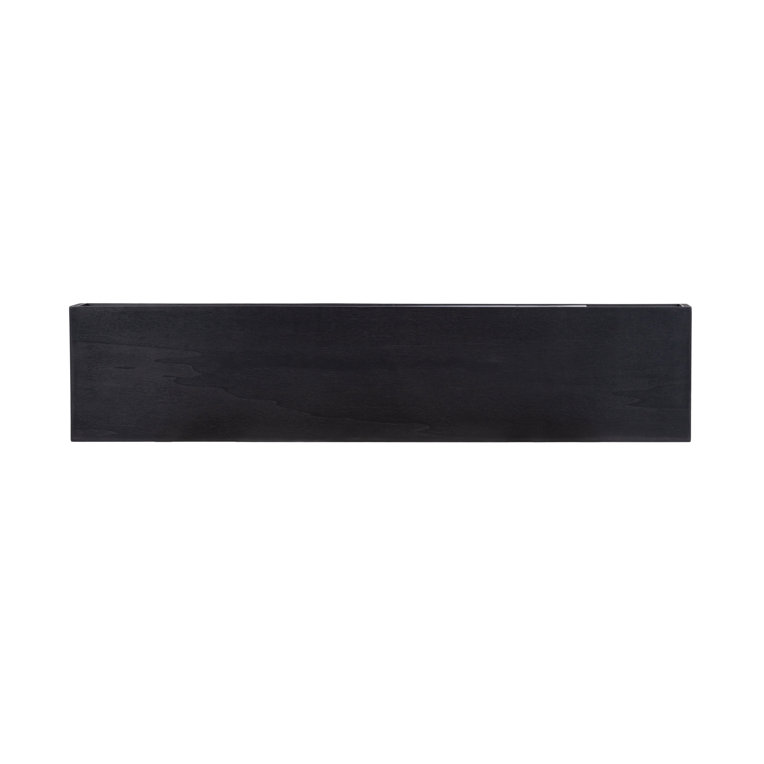 Kate and Laurel Havlock Modern Natural Floating Shelf, 36 x 8, Black, Functional Bathroom and Kitchen Shelf for Storage and Display of Picture Frames or Plants