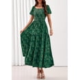 thumbnail image 4 of PRETTYGARDEN Women's Summer Boho Maxi Dresses Floral Short Sleeve Square Neck Smocked Flowy Long Dress Vacation Outfits, 4 of 10