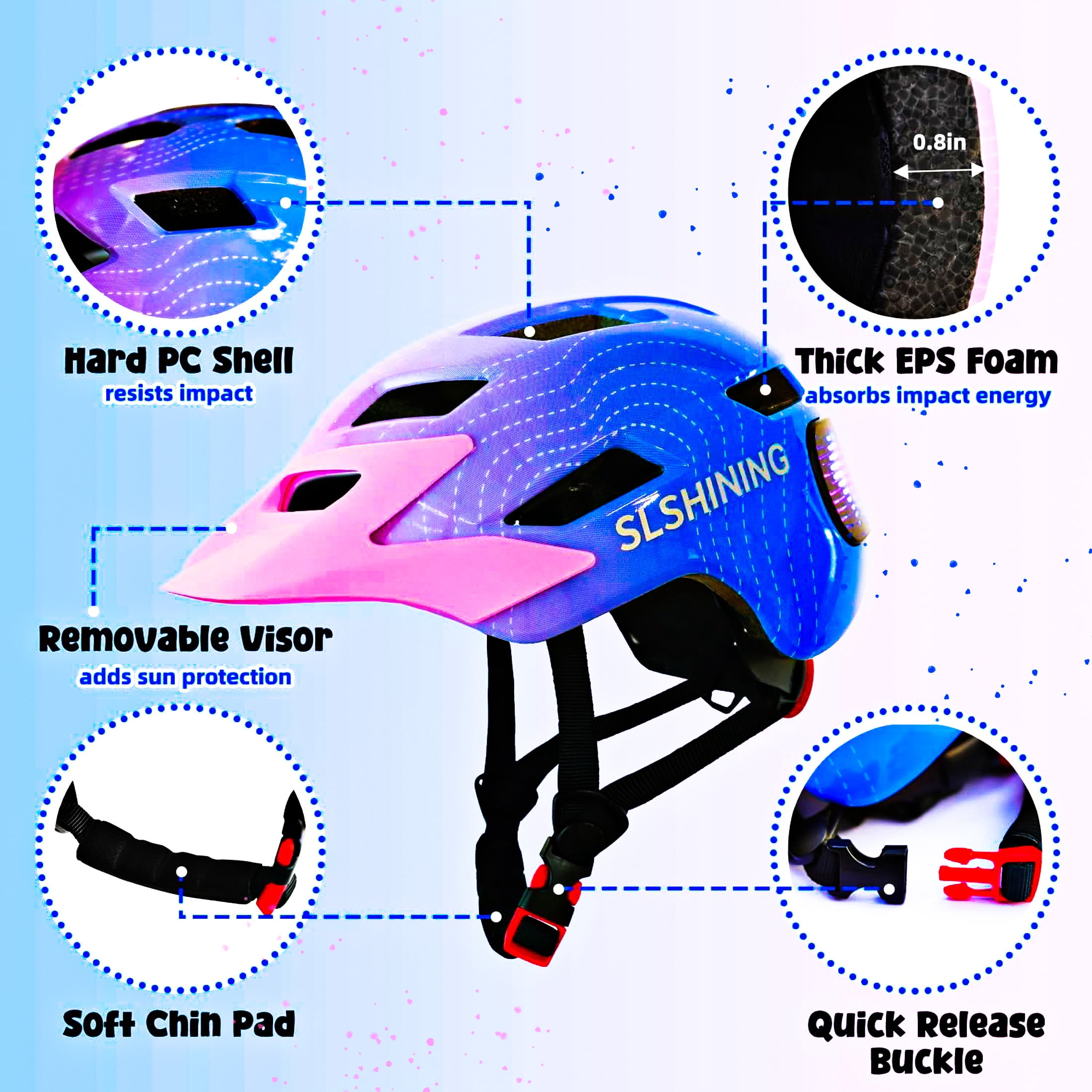 Kids Bike Helmet with LED Display & Remote Control, 64 Light Patterns, Turn & Stop Signals, Multi-Sport Helmet for Toddler & Youth Ages 3-14, Safe for Boys Girls Bicycle Scooter Mountain Bike