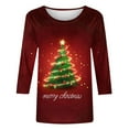 thumbnail image 5 of ‌FDGIU Funny Christmas Shirts for Women - Cute Xmas Tree Print 3/4 Sleeve Blouses, Holiday Tops with Crew Neck, Funny Christmas Tops, 5 of 5