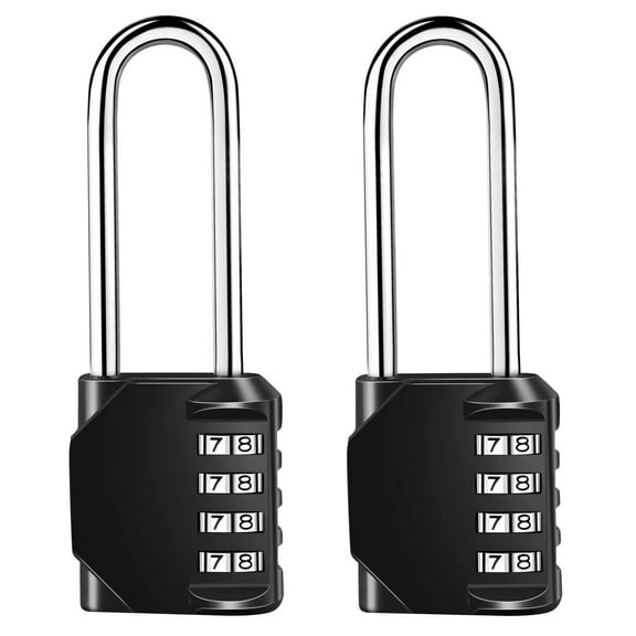 2 Pack Combination Padlock, 4 Digit Resettable Outdoor Waterproof Padlock with Keys