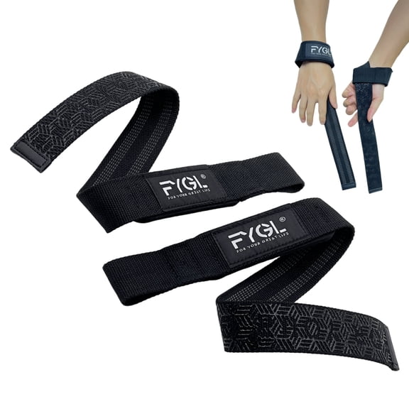 FYGL Dura Grip Anti-Slip Unisex Neoprene Black Weight Lifting Straps (2-Pack)