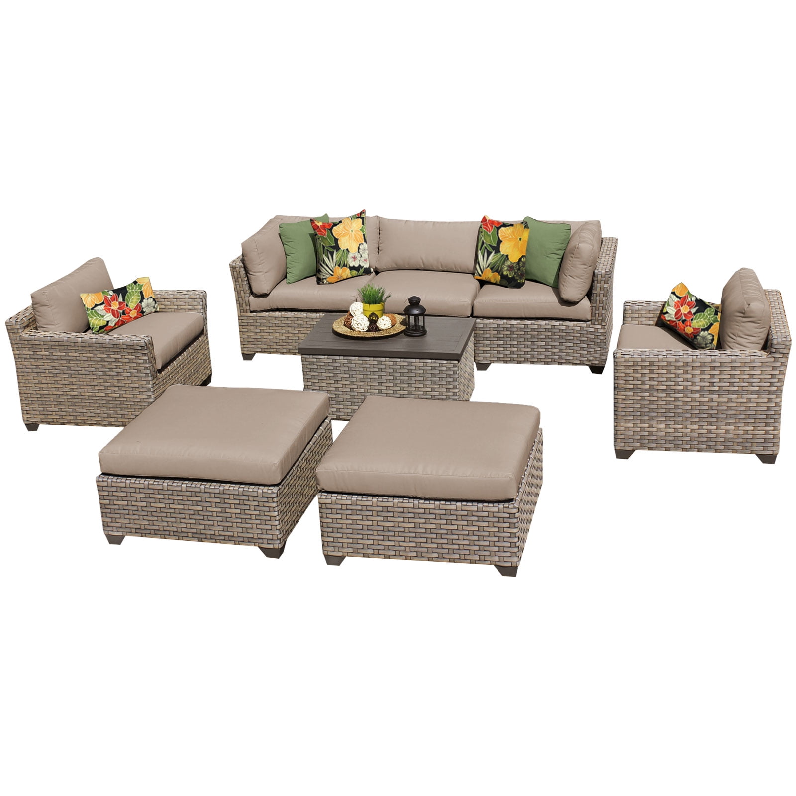 Hampton 8 Piece Outdoor Wicker Patio Furniture Set 08a by TK Classics