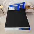 thumbnail image 4 of Homewish Navy Oil Painting Zipper Queen Comforter Set with Fitted Sheet and 2 Pillowcases,Retro Geometric Art Zipper Bedding Set,Black Reversible,4pcs, 4 of 8