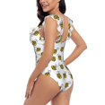 thumbnail image 5 of Yiaed Cute Little Bee Print Women's Ruffled One Piece Swimsuit V Neck Swimwear Slimming Monokini for Woman-X-Large, 5 of 8