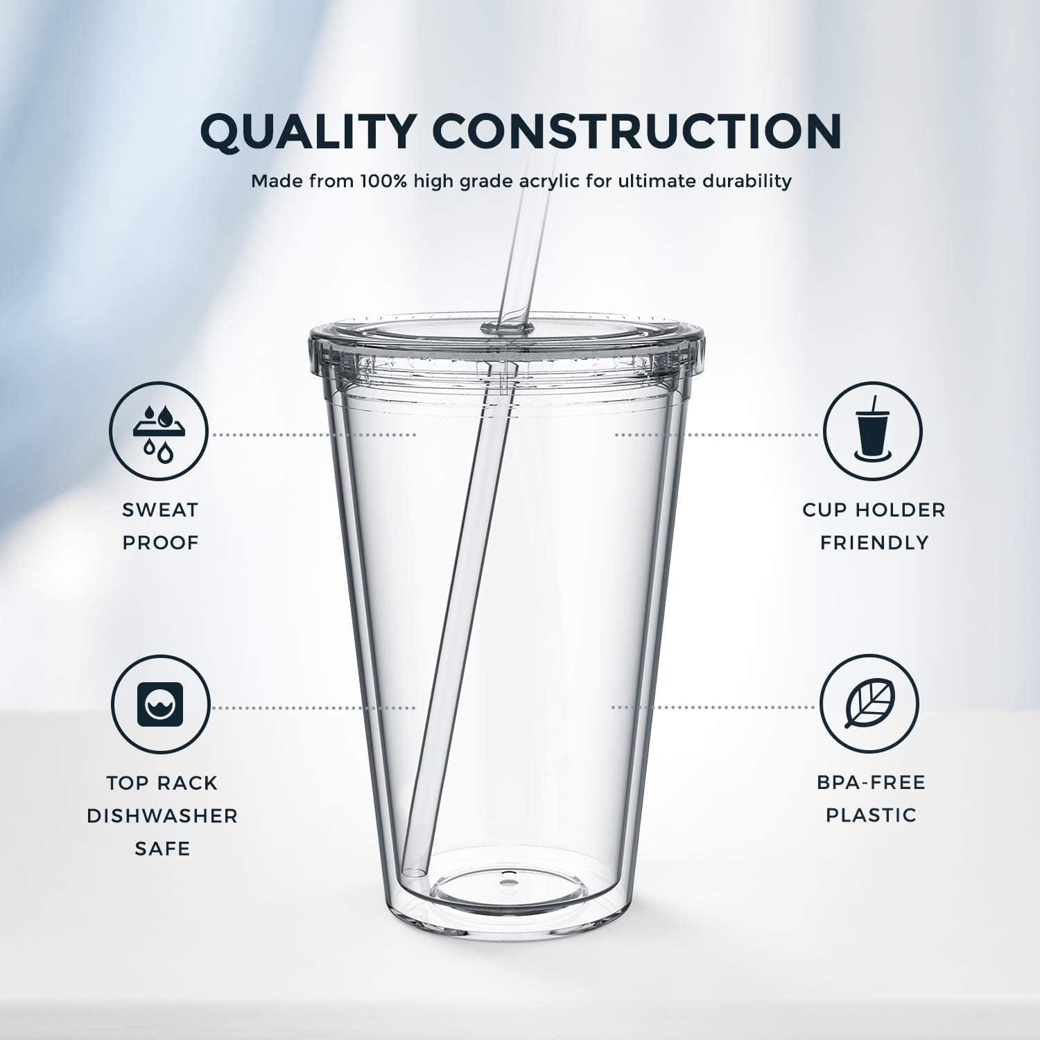 Volhoply 20oz Plastic Skinny Tumblers Bulk 10 Pack,Double Wall Tumbler with  Lid and Straw,BPA Free M…See more Volhoply 20oz Plastic Skinny Tumblers