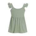 thumbnail image 4 of HAPIMO Women's Summer Tank Tops Solid Color Print Tops Square Neck Blouse Ruffle Ruched Trim Camisole Sleeveless Shirts for Girls Pleat Flowy Camis Vest Rollbacks Green S, 4 of 9