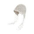 thumbnail image 2 of Mujeres gorro de crochet gorro de tejido floral suave hecho a mano Sombrero de verano para viaje de playa Beige w boadasels, 2 of 10