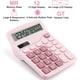 thumbnail image 2 of Calculadora de escritorio básica grande de 12 dígitos con doble alimentación (rosa), computadora de escritorio básica con energía solar y batería, escuela, hogar y negocios, 2 of 5