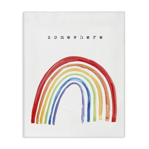 Stupell Industries Contemporary Somewhere Over The Rainbow Painted Lines Canvas Art, 16 x 20, by Lil' Rue