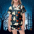 thumbnail image 2 of CONZONE Halloween Pajamas for Toddler Girls Printed Short Sleeve Button Down Tops and Shorts Hallowmas Loungewear Soft 2 Piece Girls Pjs Set Size 3-4 Years, 2 of 4