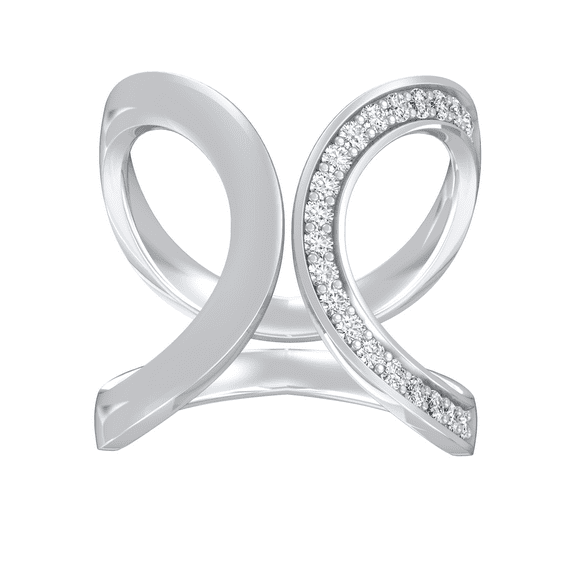 ARAIYA FINE JEWELRY 10K White Gold Diamond Bypass Open Band Ring (5/8 cttw, I-J Color, I2-I3 Clarity) Size 6.5