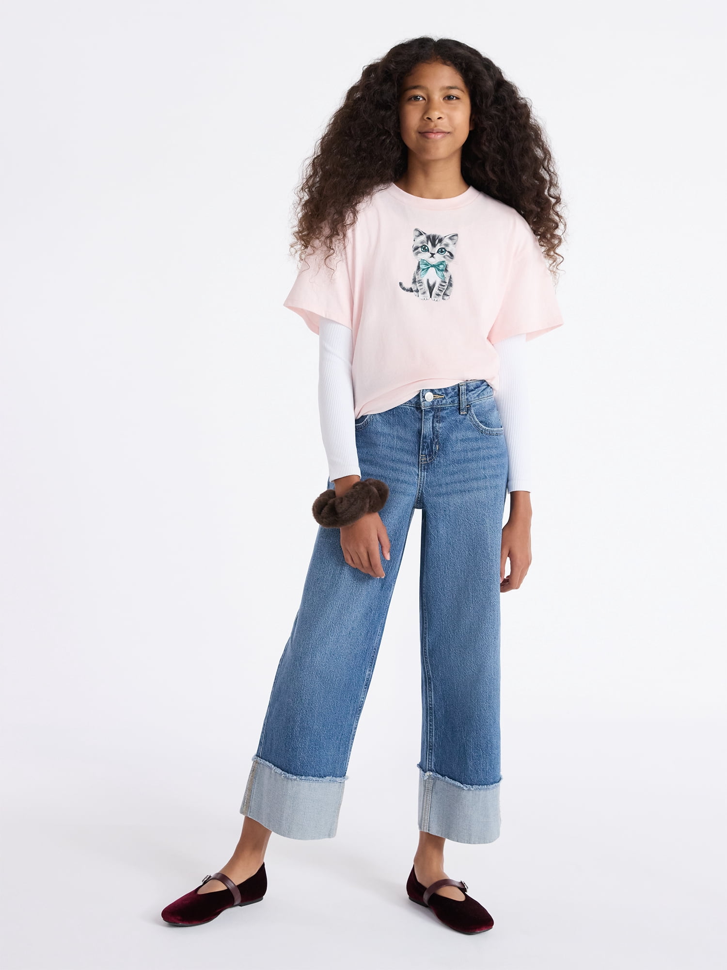 Weekend Academy Girls Cuffed Hem Jeans, Sizes 5-18