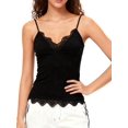 thumbnail image 2 of Women Camisoles Lace V Neck Tank Top Spaghetti Strap Slim Fitted -Tops Going Out Y2K Shirts Black S, 2 of 10