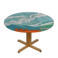 thumbnail image 3 of Orinice Mountains Clouds Bird Round Table Cover Stain Resistant Washable Indoor Outdoor Tablecloth Kitchen Dining Wedding Parties Elastic Edge 100% Polyester Fiber 54-58, 3 of 8