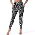 thumbnail image 3 of Classic Paisley Yoga Pants White And Black Fitness Gym Leggings Push Up Stretchy Sports Tights Retro Design Yoga Legging Present, 3 of 6