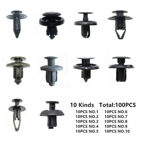 

Farfi 100Pcs Plastic Car Bumper Door Panel Fender Trunk Screw Rivets Fastener Clips