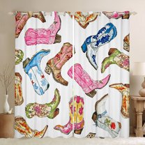 Manfei Colorful Cowgirl Boots Blackout Curtains Set of 2 (52x84 Each),Boho Exotic Style Window Curtains,Rustic Western Cowboy Curtains and Drapes For Girl Boys,Luxury Bedroom Decor