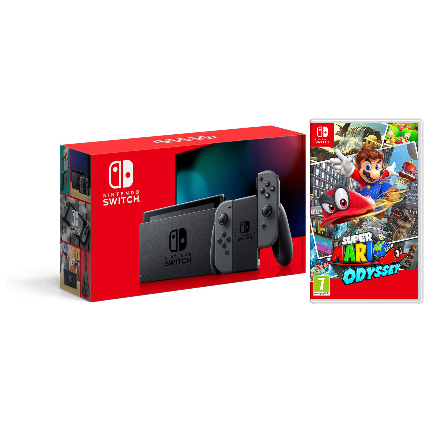 Nintendo Switch 32GB Console Gray Joy-Con New Version with Super Mario  Odyssey Bundle