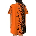 thumbnail image 6 of Fuzoiu Halloween Bats Print Women's Short-Sleeved Pajama Set,Lounge Sleepwear Set,Womens Pajama Sets 2 Piece,Button-Up Top and Shorts with Pockets-3X-Large, 6 of 7