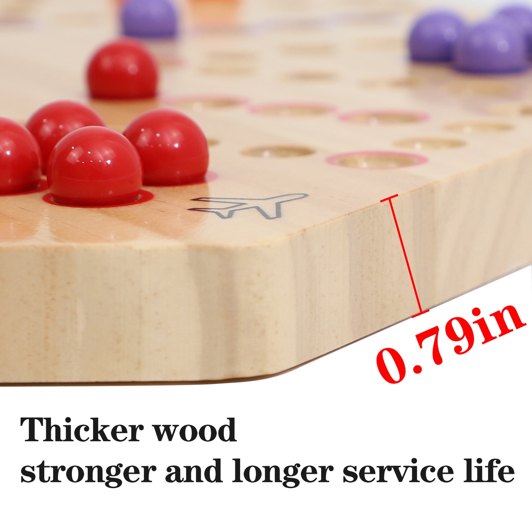 Grhonior Original Marble Game Wahoo Board Game Double Sided Painted Wooden Fast Track Board Game for 6 and 4 Players 6 Colors 24 Marbles 6 Dice for Family Friends
