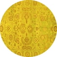 thumbnail image 1 of Ahgly Company Machine Washable Indoor Round Oriental Yellow Traditional Area Rugs, 4' Round, 1 of 4