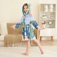 thumbnail image 4 of FORMRS Niños Bathrobe Unisex Hooded Robe Soft Plush Pajamas Sleepwear, Size 2-3T, Green Seaside, 4 of 7