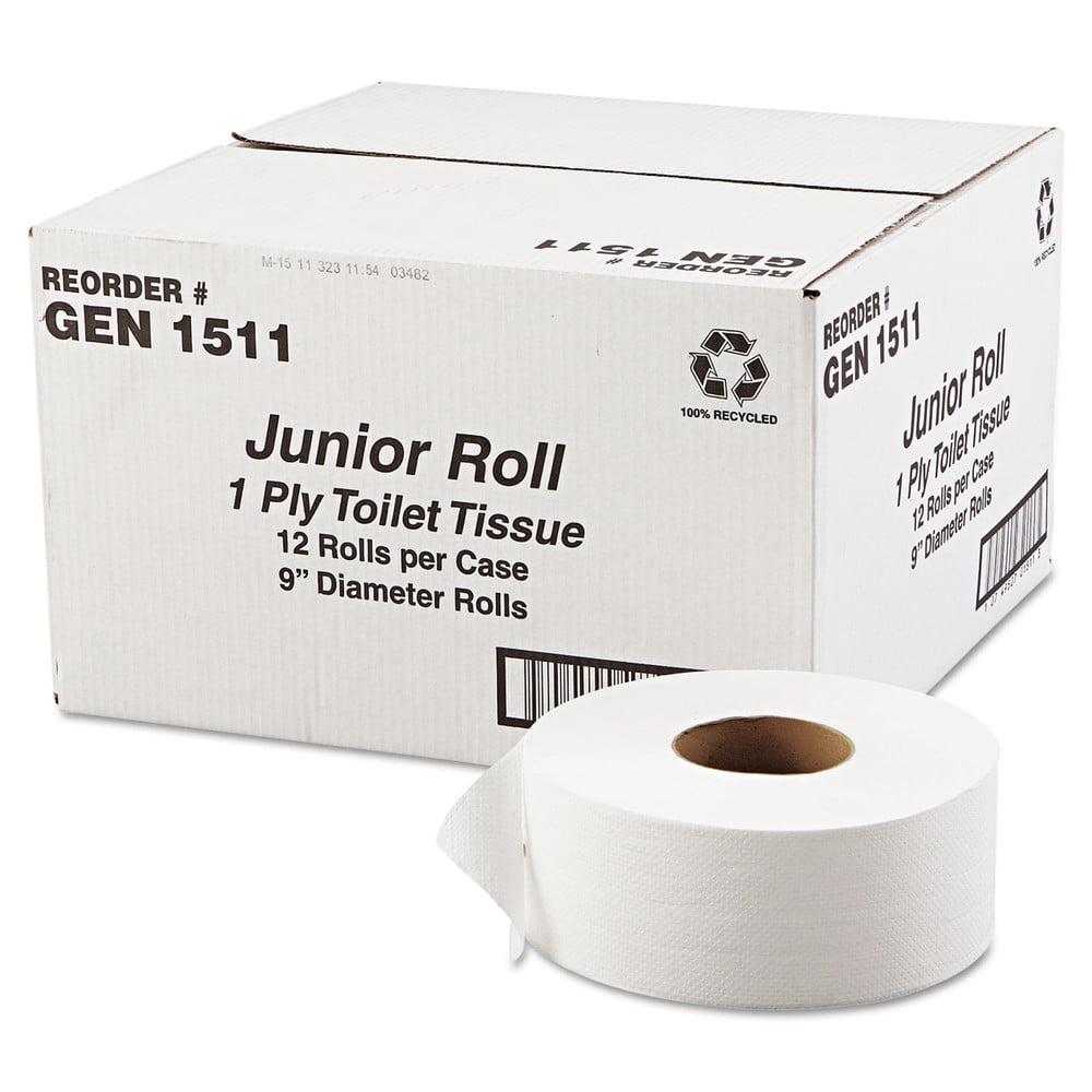 12" dia 6 Rolls/Carton White GEN1512 Details about   GEN JRT Jumbo Bath Tissue 1-Ply 