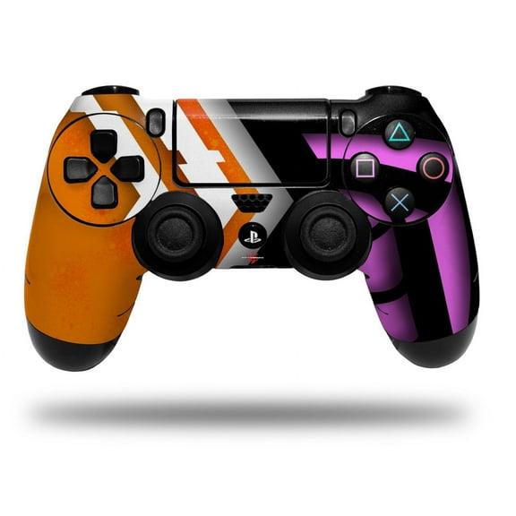 Skin for Sony PS4 Dualshock Controller PlayStation 4 Original Slim and Pro Black Waves Orange Hot Pink (CONTROLLER NOT INCLUDED)