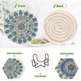 thumbnail image 4 of Haosy Set of 6 Drink Woven Coaster with Holder Heat Resistant Non-Slip Bar Coasters 4 Inches Mandala Peacock Feathers, 4 of 7