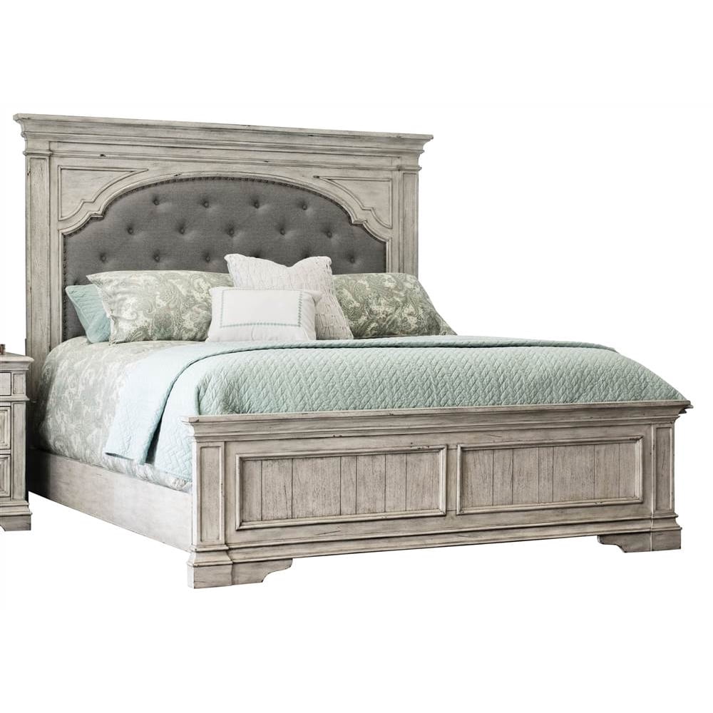 Highland Park Bed in Rustic Ivory (King: 90 in. L x 83.5 in W x 72 in ...