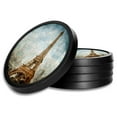 thumbnail image 1 of Silicone Non-Slip Drink Coasters with Removable Printed Absorbent Felt Pad - Set of 4 - Eiffel Tower faded Picture, 1 of 3