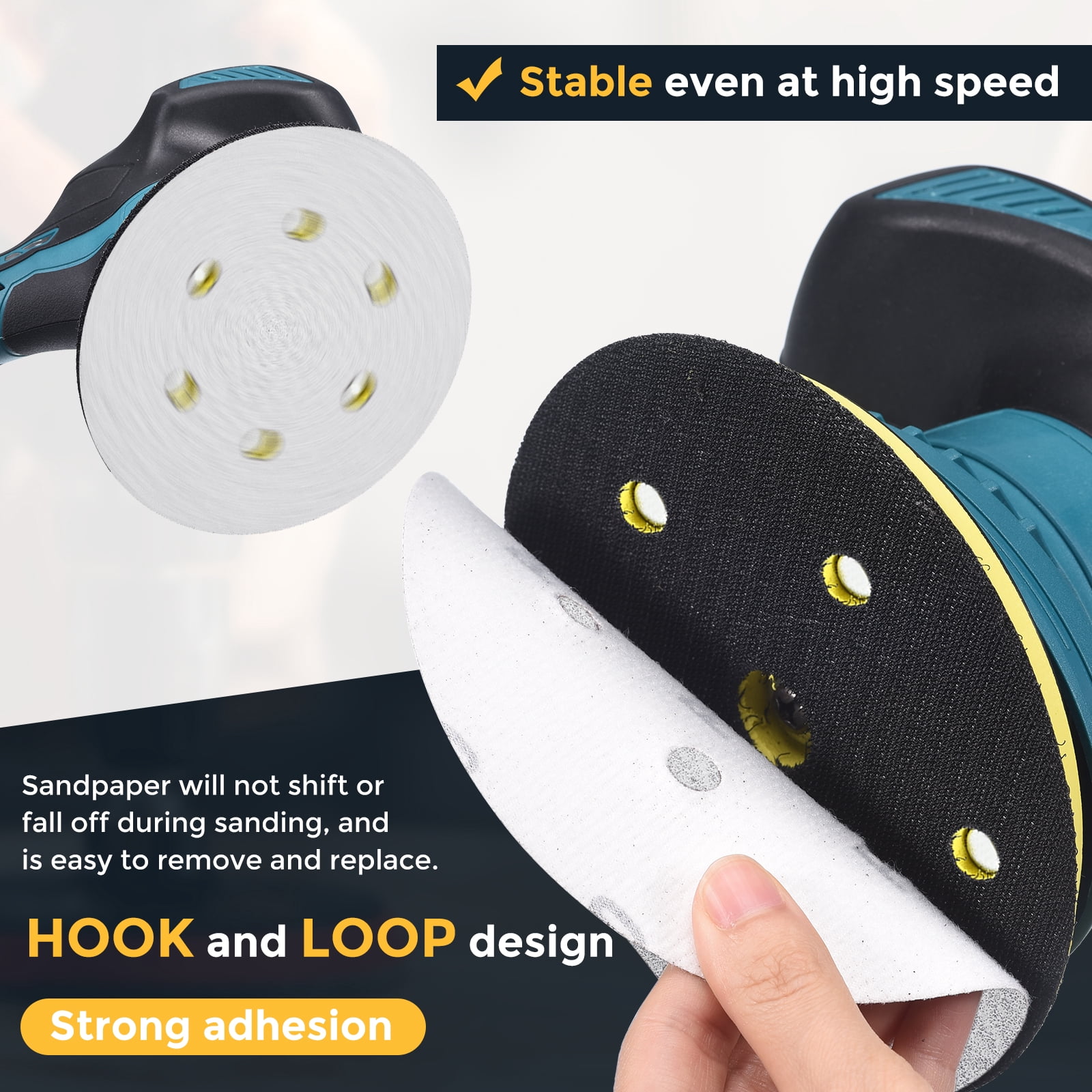 100 Pcs 6 Inch Sanding Disc 15 Hole 180 Grit Hook and Loop Sandpaper Random Orbital Sander Pads for Woodworking Automotive Metal Polishing, White