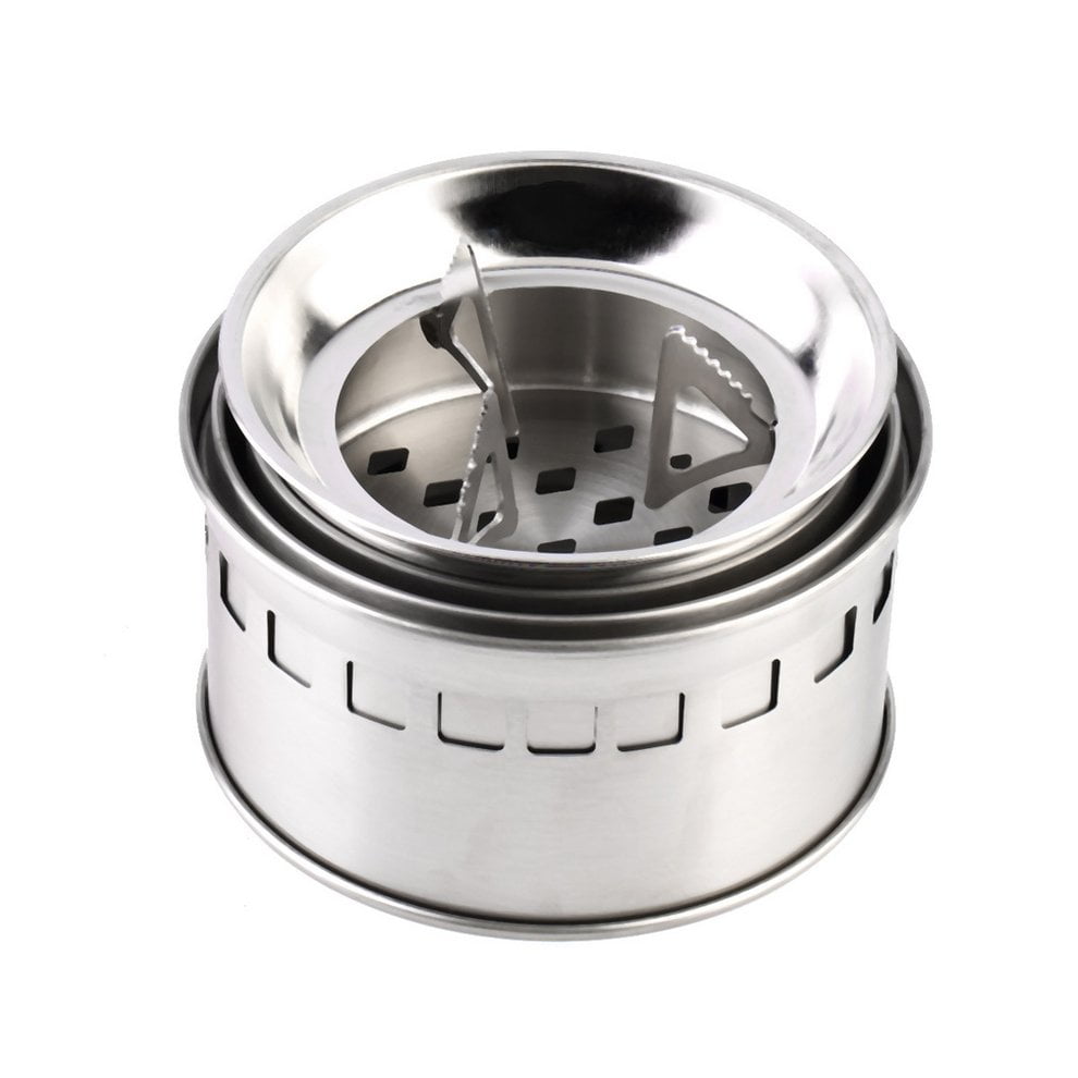 GFGHH Portable Stainless Steel Camping Stove Outdoor Wood Stove Firewoods Furnace Lightweight BBQ Picnic Solidified Alcohol Stove