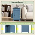 thumbnail image 3 of Narrow End Table with Flip Top Charging Station, Sofa Chair Side Table with USB Ports Power Outlets, Nightstand with Cup Holders & Bookshelf, for Small Spaces Living Room Bedroom, Navy Blue, 3 of 7