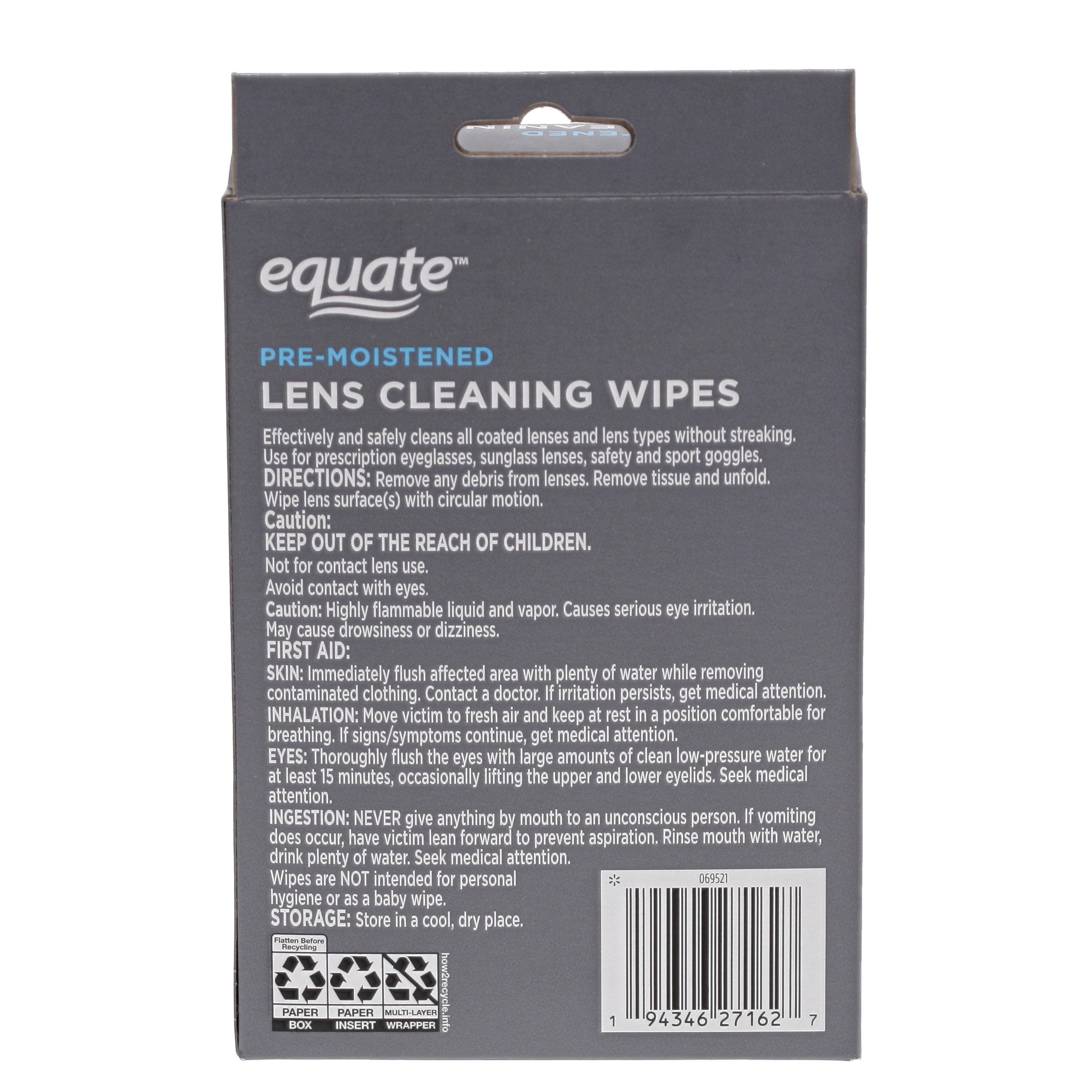 Equate Pre-Moistened Lens Cleaning Wipes, 100 Count