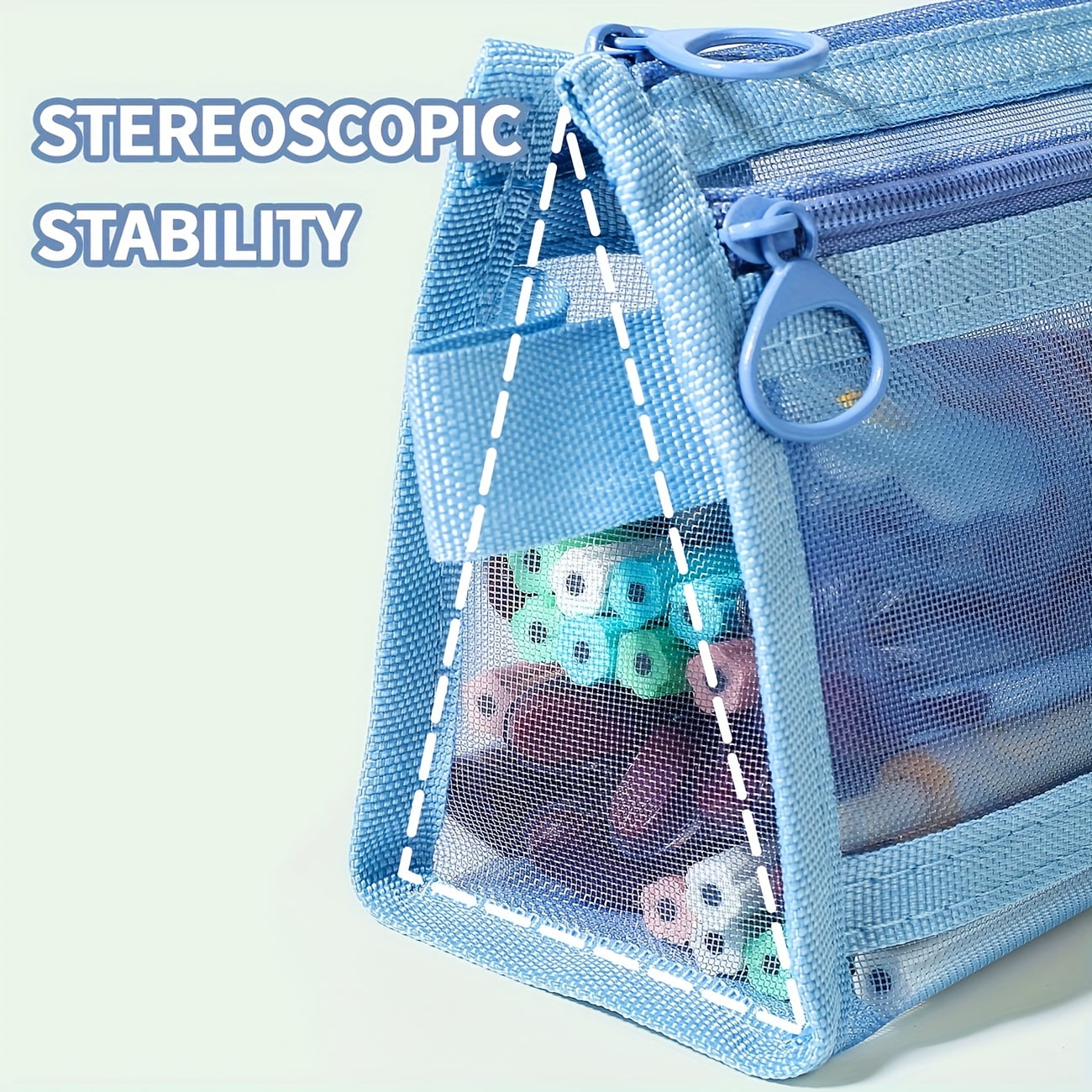1Pcs/1Pcs Clear Double-layer Pencil Pouch Marker Pouch, Travel Makeup Bag, Cute Transparent Stationary Organizer Pen Bag for Adult Office College