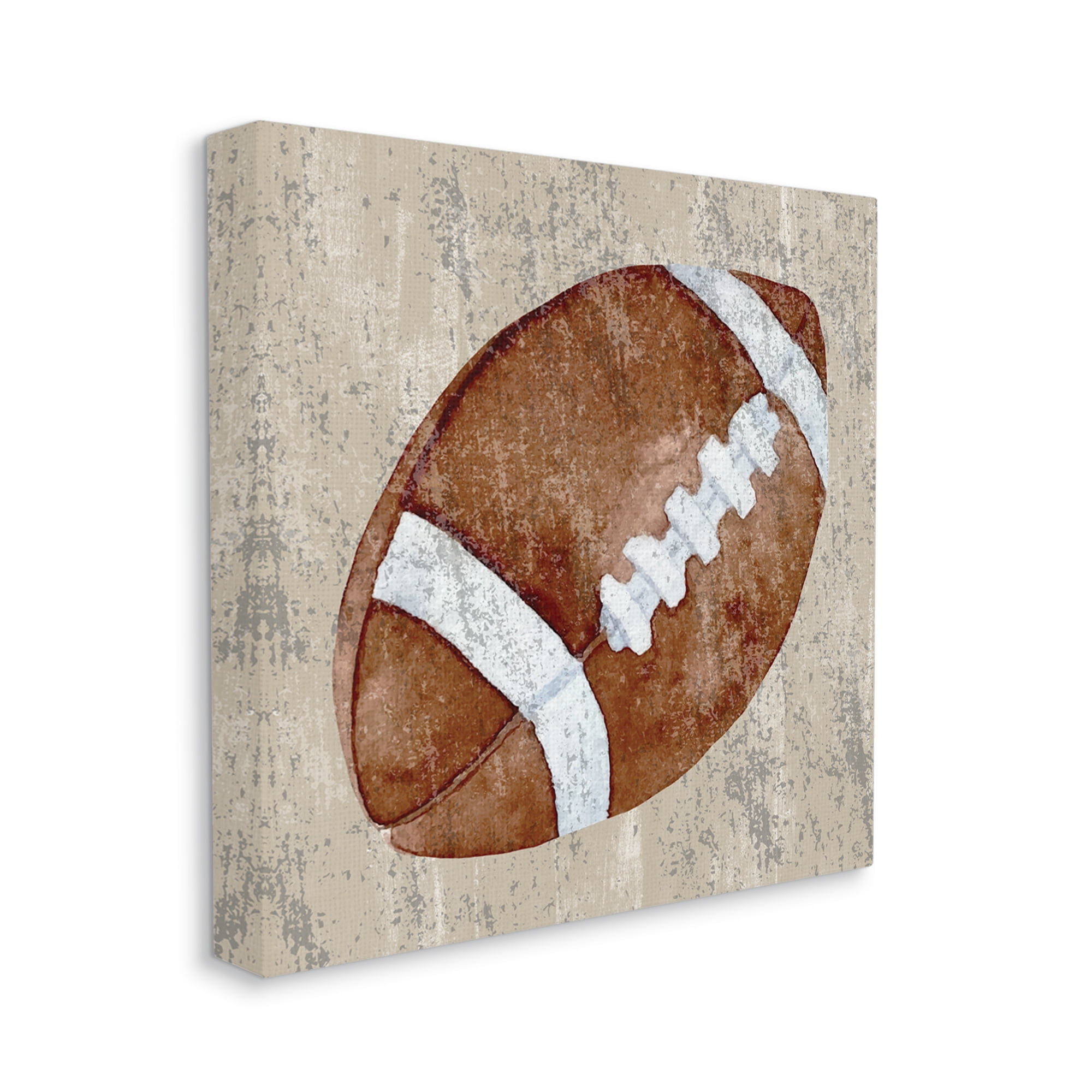 Stupell Industries Rustic Sports Football Abstract Painting Gallery Wrapped Canvas Art Print Wall Art, 24 x 24