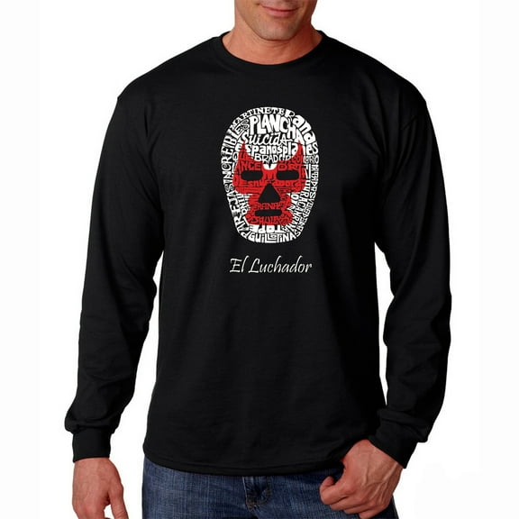 LA Pop Art Men's Word Art Long Sleeve T-shirt - MEXICAN WRESTLING MASK