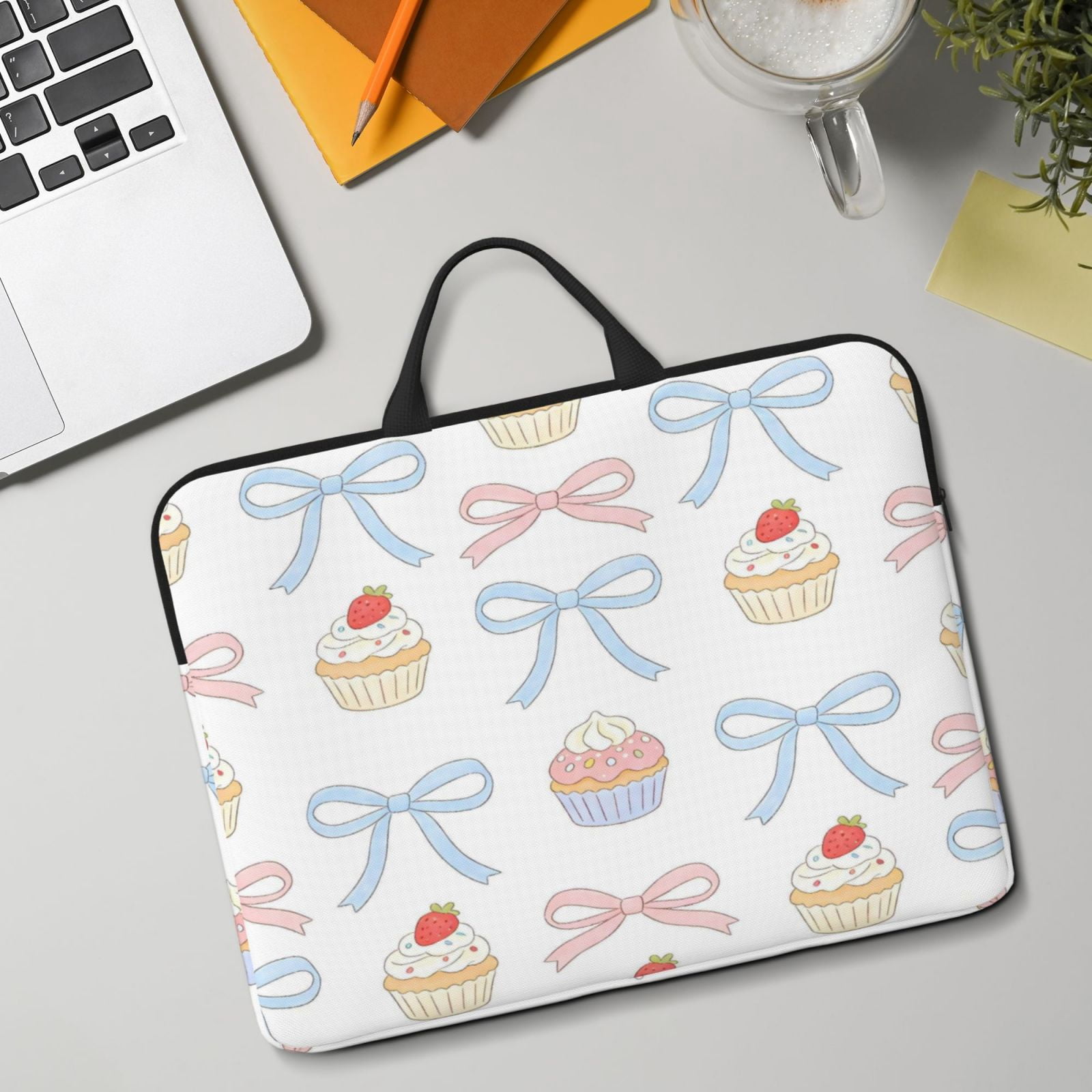 Laptop Sleeve Bag For Women Men 14inch Waterproof Durable Protective Computer Carrying Cover Handle Laptop Case Bag Bows And Cakes