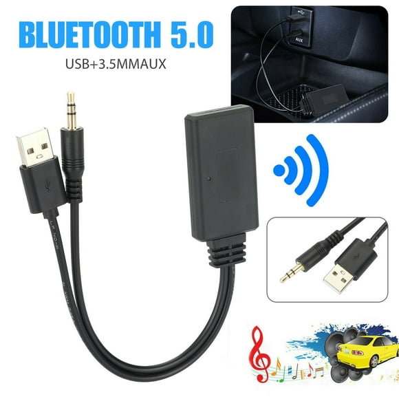 Adaptateur Récepteur Bluetooth 5.0 Usb + Audio Stéréo Jack 3,5 Mm pour Haut-Parleur Auxiliaire de Voiture