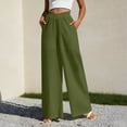 thumbnail image 3 of JUSLIO Linen Pants for Women Casual Comfort Waist Elastic Waist with Pockets Fashion Straight Pants, 3 of 6