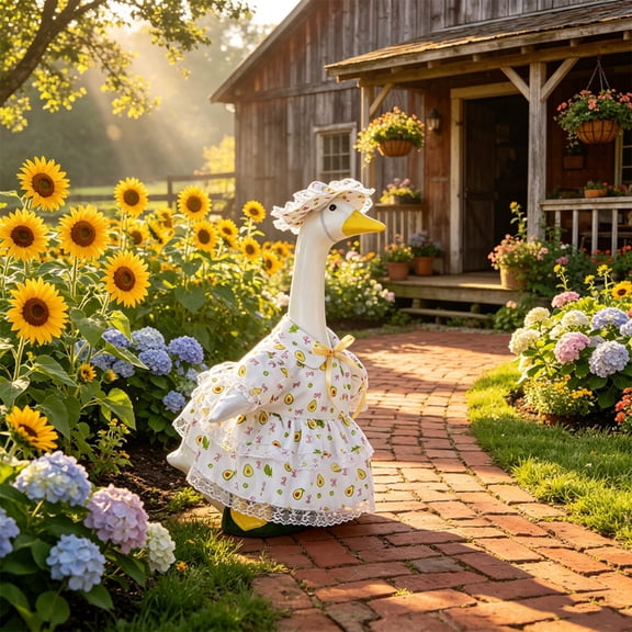 Danhjin Summer Porch Goose Outfits, 23in Cute Goose Dress Costume for Outdoor Decor