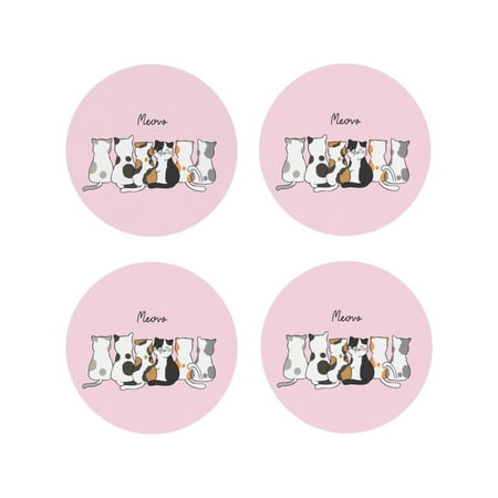 

Leather Coasters with Heat-resistant for Drinks Cute Cats -标题2 Round Shape
